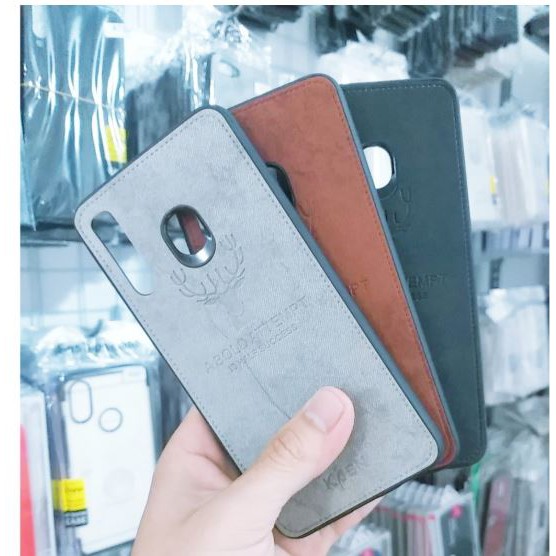 Ốp điện thoại bằng mặt vải sang trọng thêu hình hươu dành cho Galaxy A20/A30