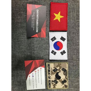Patch Velcro logo cờ Hàn quốc, cờ  Hàn quốc, cờ Việt Nam trang trí balo nón quần áo có sẵn mặt bông hoặc bạn may vào