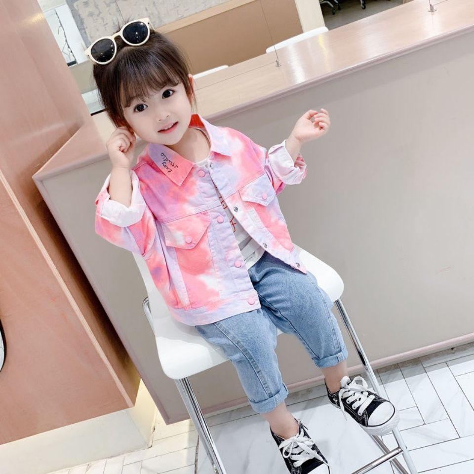 Áo Khoác Denim Họa Tiết Rằn Ri Cá Tính Cho Bé Gái