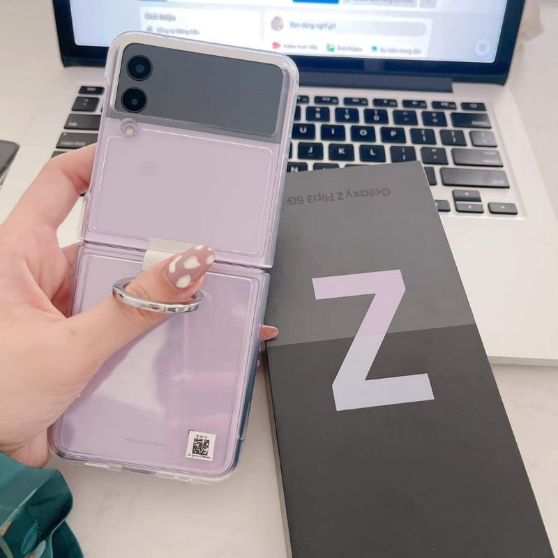 Ốp lưng Samsung Galaxy Z Flip 4 - Flip 3 Clear Cover With Ring Transparency Trong Suốt - Hàng chính hãng