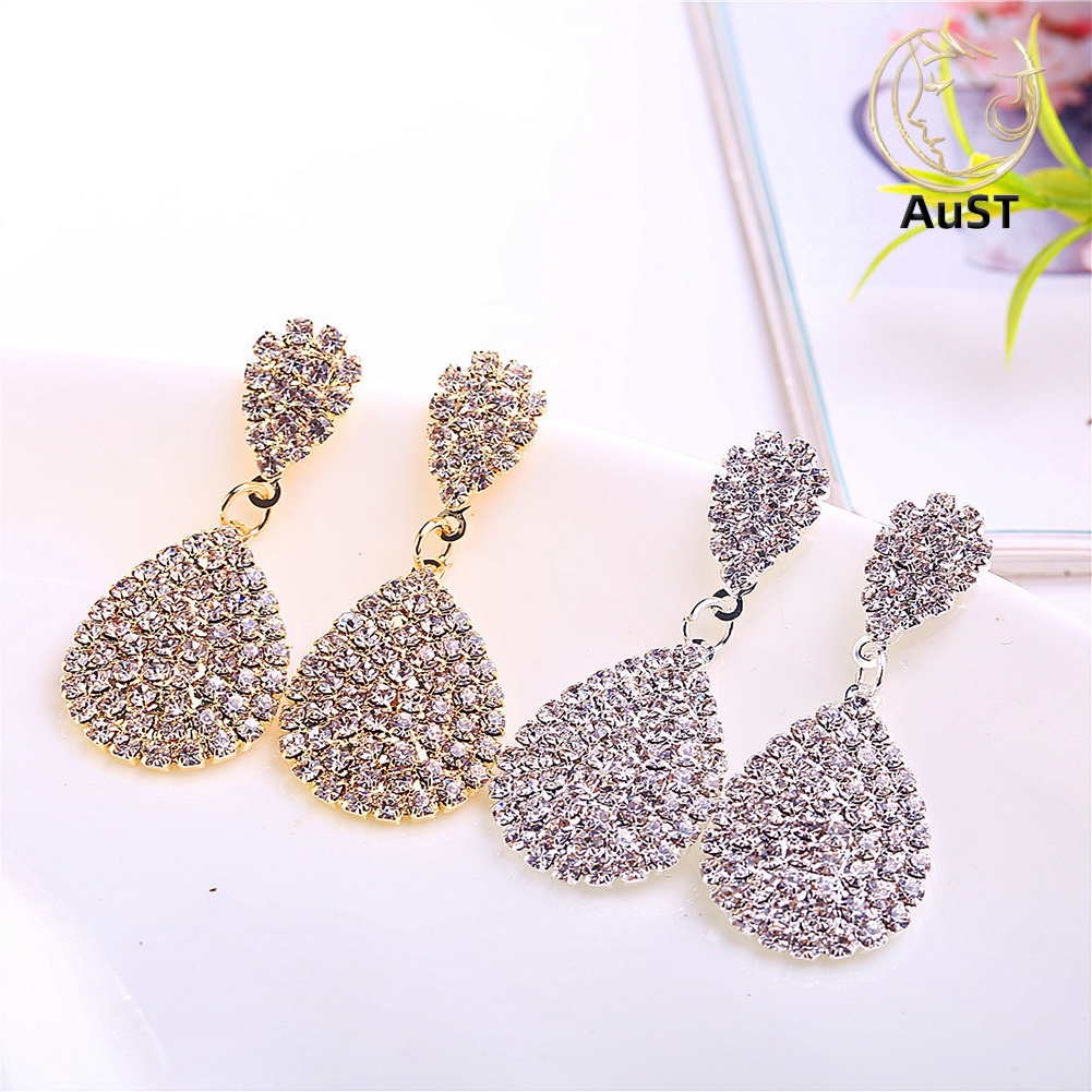 Khuyên Tai Nữ Hình Giọt Nước Đính Đá Thời Trang