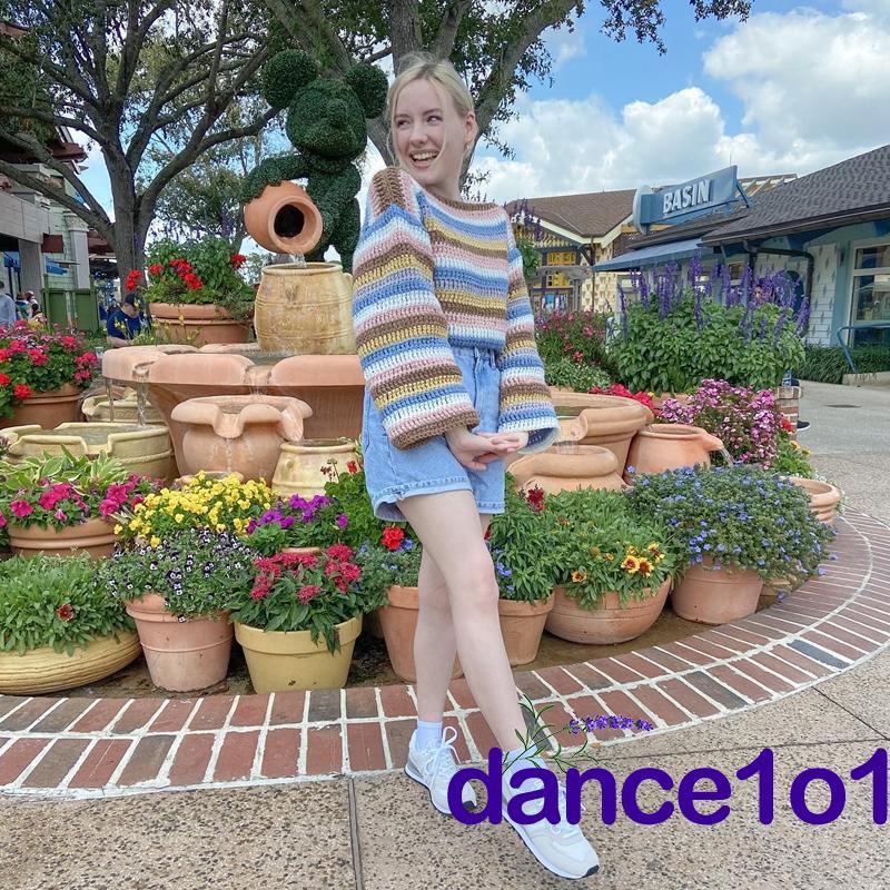 Áo Sweater Dệt Kim Dài Tay Sọc Ngang Nhiều Màu Sắc Kiểu Vintage Y2K dance1o1