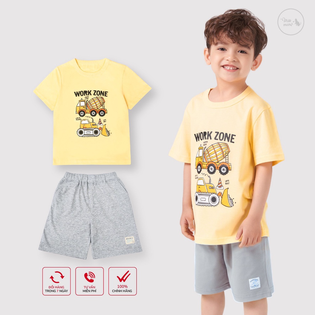 Bộ Đồ Cho Bé Trai Bigfox - Miss Meow, Áo Cộc Tay Quần Lửng Mặc Mùa Hè Chất Cotton Size Trẻ Em 3,4,5,6,7,8 Tuổi