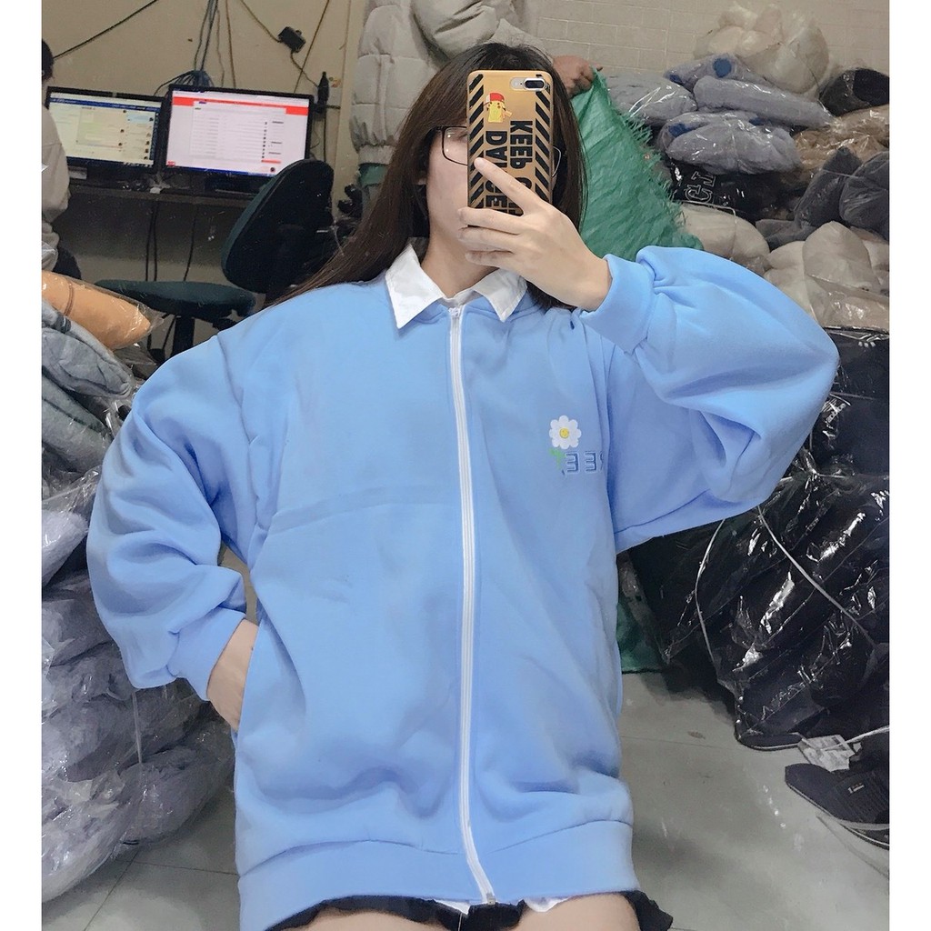 Áo khoác nỉ, áo cdg in chữ R 4 màu xanh/tím/vàng/cam siêu xinh (kèm video/ảnh thật) Nguyễn Hoa