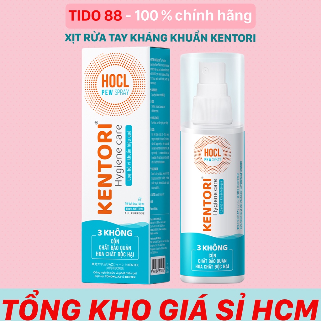 Xịt kháng khuẩn không cồn HOCL KENTORI KENTEK PHARMA NPP Tido88