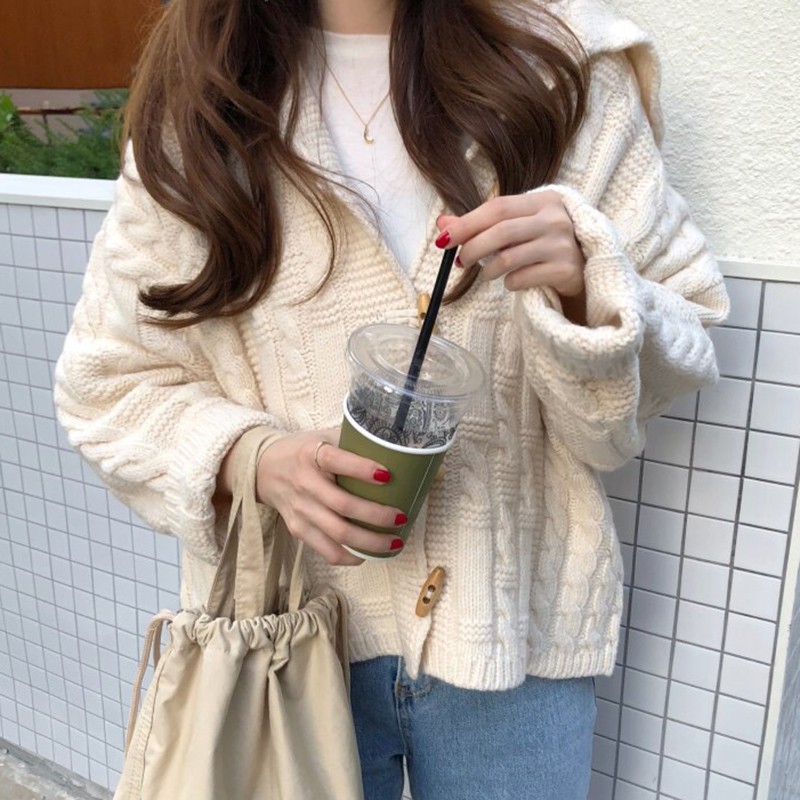 Áo Khoác Cardigan Dệt Kim Màu Trơn Thanh Lịch Thời Trang Dành Cho Áo Len Nữ