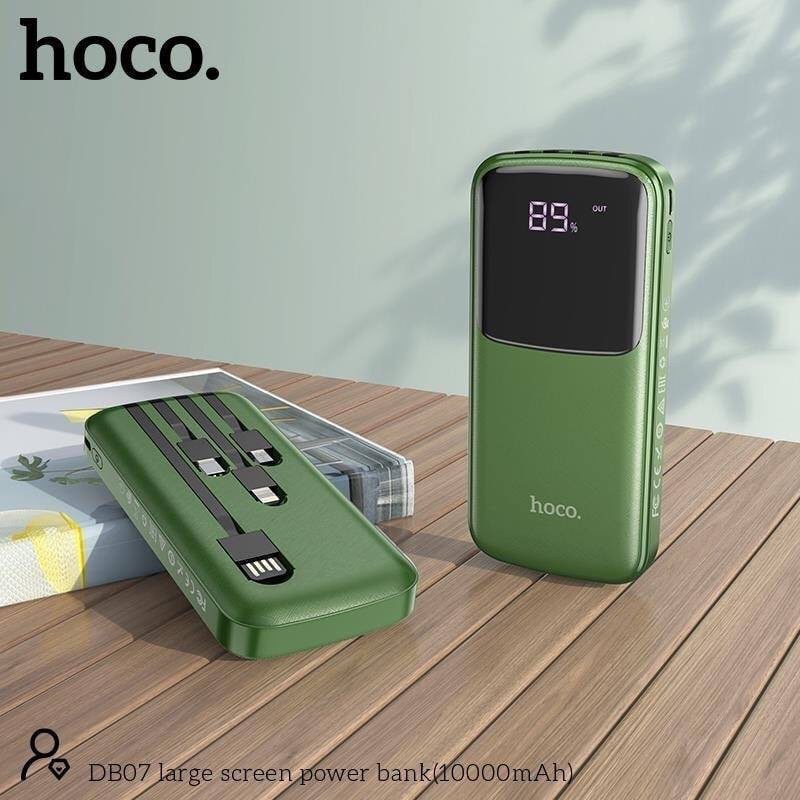 Sạc Dự Phòng 10000mah HoCo DB07.Tích Hợp 3 Cáp Sạc Micro/Lightning/Type-C ,Màn Hình LED (Bảo Hành 12 Tháng)