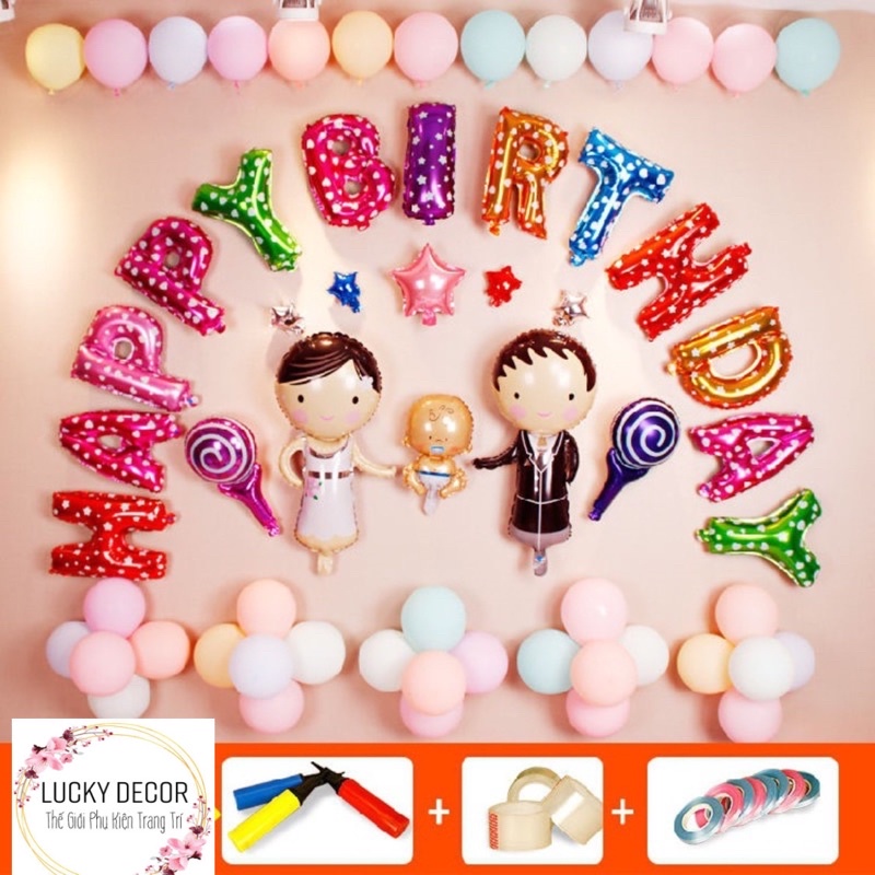 [MILKDECOR] BỘ BÓNG BAY TRANG TRÍ SINH NHẬT CHO BÉ HAPPYBIRTDAY ĐỦ PHụ KIỆN MD14