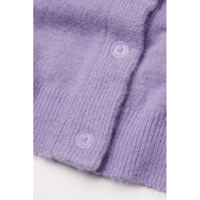 [H&M Auth + Bill] Áo len cardigan H&M dáng croptop trẻ trung, màu tím xinh lắm 😍