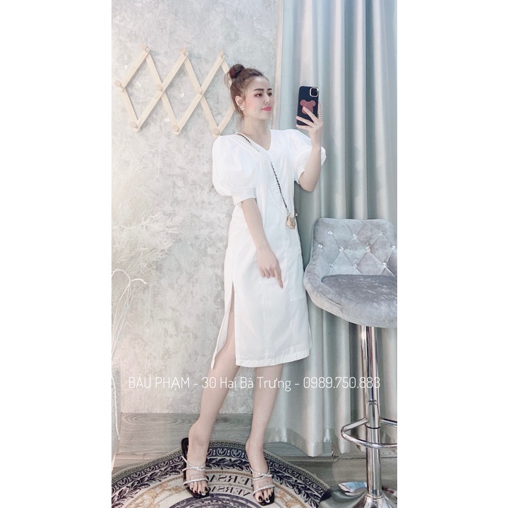 Váy thô vai bồng, form suông béo bụng hay bầu bì vẫn xinh nha !!! 🌞