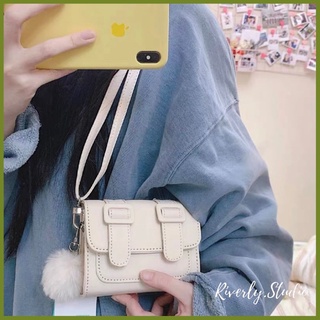 (Có sẵn Đen/Trắng) Túi hộp nhỏ satchel kèm bông túi đeo vai đeo chéo MS2759