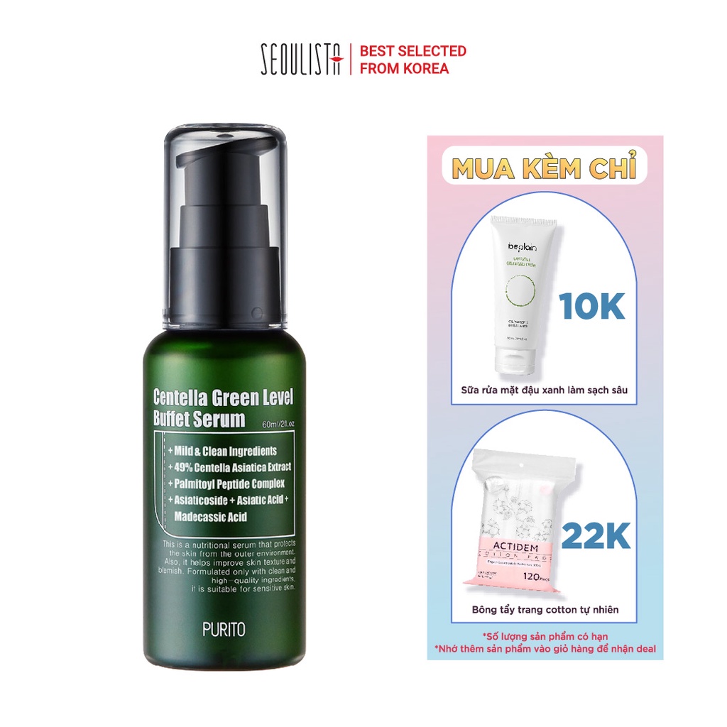 Tinh chất rau má PURITO Centella Green Level Buffet Serum