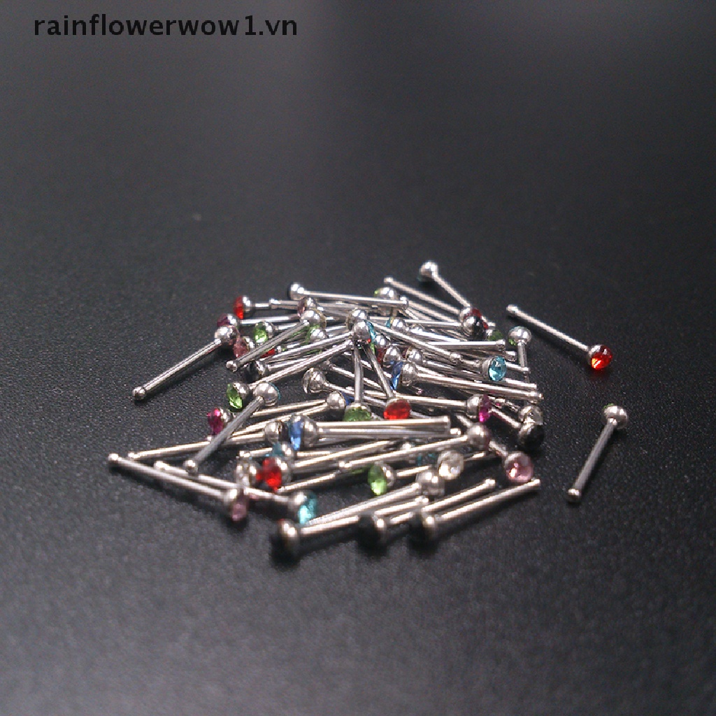 Bộ 60 Khuyên Xỏ Ngón Chân Bằng Thép Không Gỉ Đính Đá Thời Trang