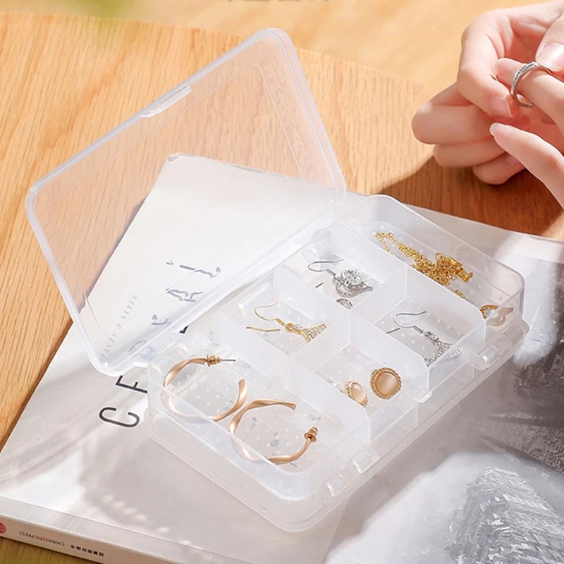 Hộp Đựng Trang Sức Hai Tầng Bằng Nhựa / Nhựa Trong Suốt 10 Ngăn Mini
