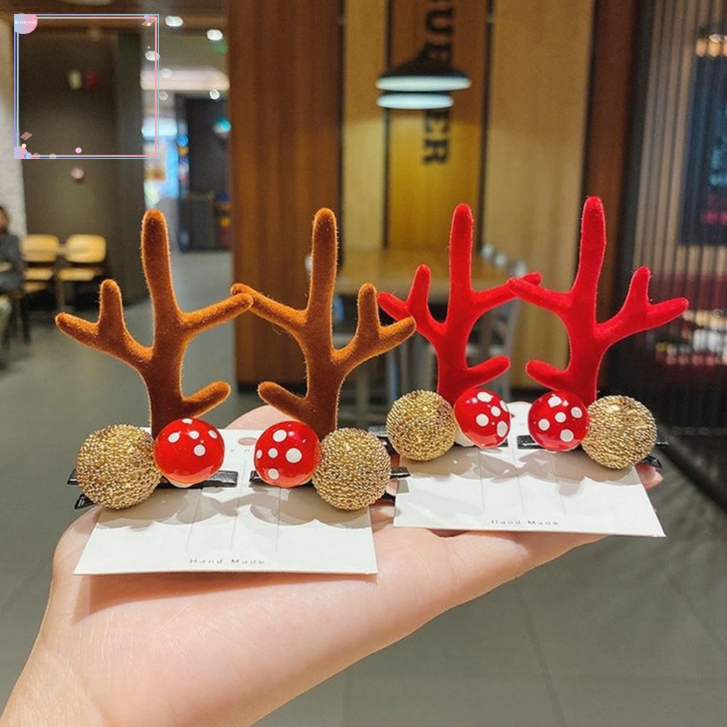 1 Cặp Kẹp Tóc Hình Tuần Lộc Giáng Sinh Sáng Tạo