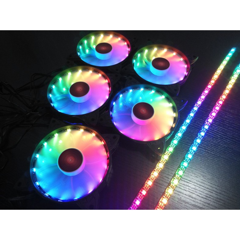 Bộ 8 Quạt Tản Nhiệt, Fan Case Coolmoon V1 Led RGB - Kèm Hub Và Remote