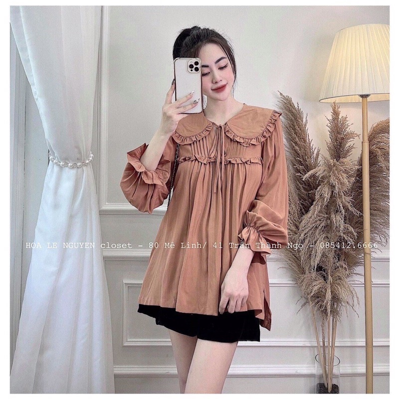[FREESHIP - HÀNG LOẠI 1] ÁO BABYDOLL CỔ SEN CHUN TAY NỮ ĐẸP