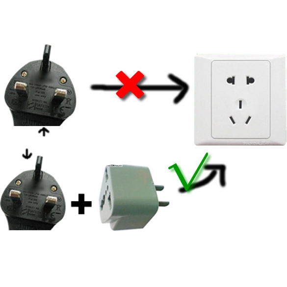 ♚Domy♚Universal Travel AC Wall Power Adapter China and UK Plug to US Plug Socket