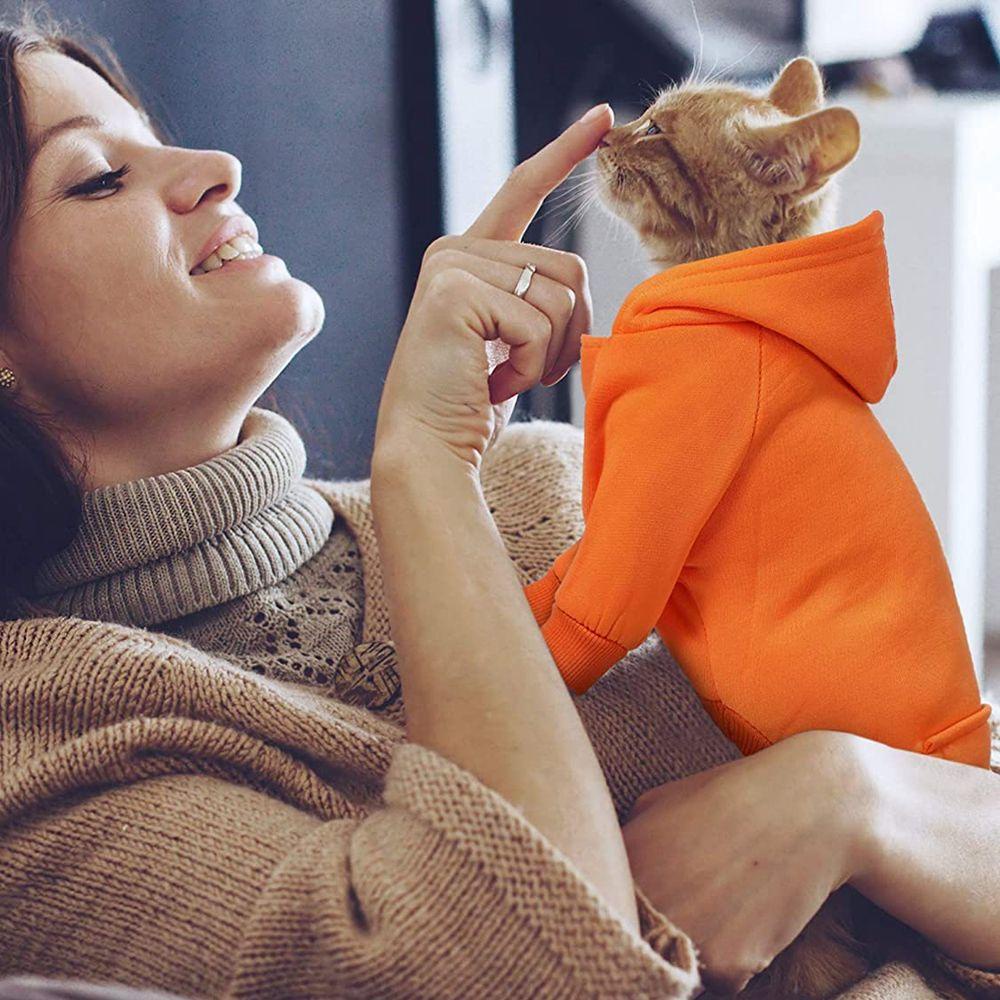 Áo Khoác Hoodie Màu Trơn Giữ Ấm Mùa Thu Cho Chó Mèo