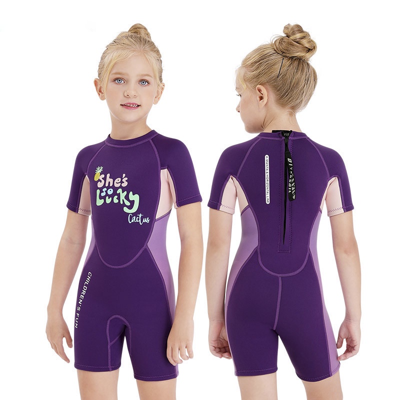Đồ bơi bé gái, đồ bơi giữ nhiệt, chống nắng chống thấm nước cao su Neoprene độ dày 2.5mm bảo vệ tốt cho bé