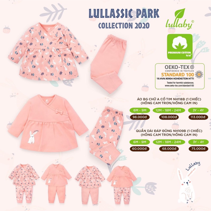 Lullaby - Bộ dài tay, quần lẻ hoạ tiết thu đông bé gái
