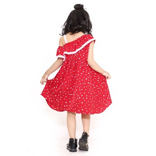 Váy 3 Lỗ Kids dây vai chấm bi đỏ