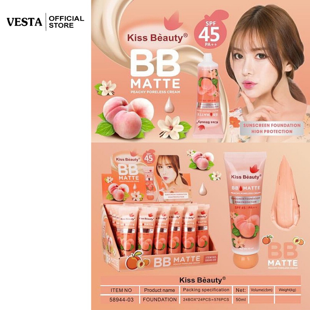 Kem Nền Che Khuyết Điểm Chống Nắng Kiss Beauty BB Matte | BigBuy360 - bigbuy360.vn