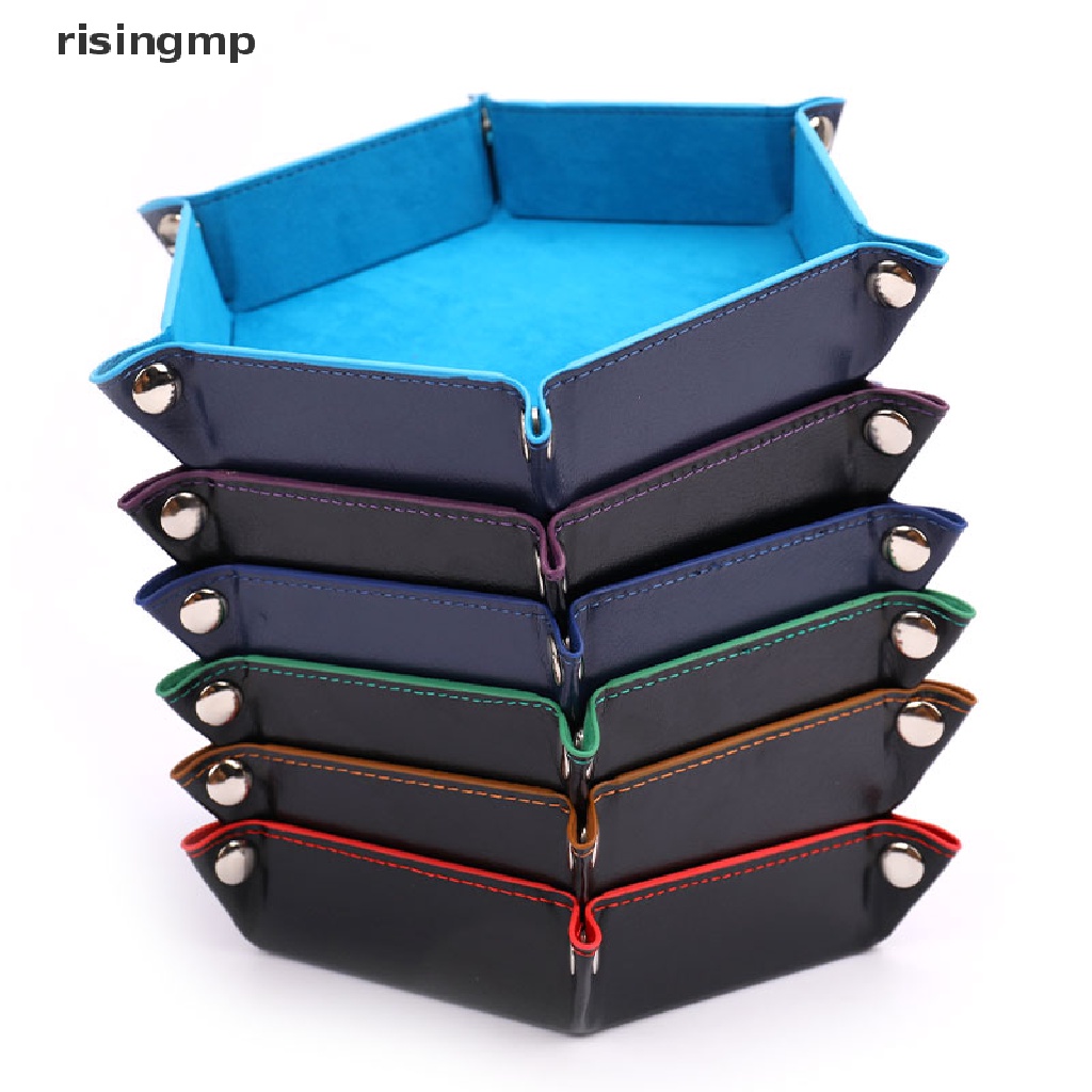 Khay Đựng Xúc Xắc Bằng Da PU Hình Lục Giác / Vuông Gấp Gọn Tiện Dụng ♨Trên đó