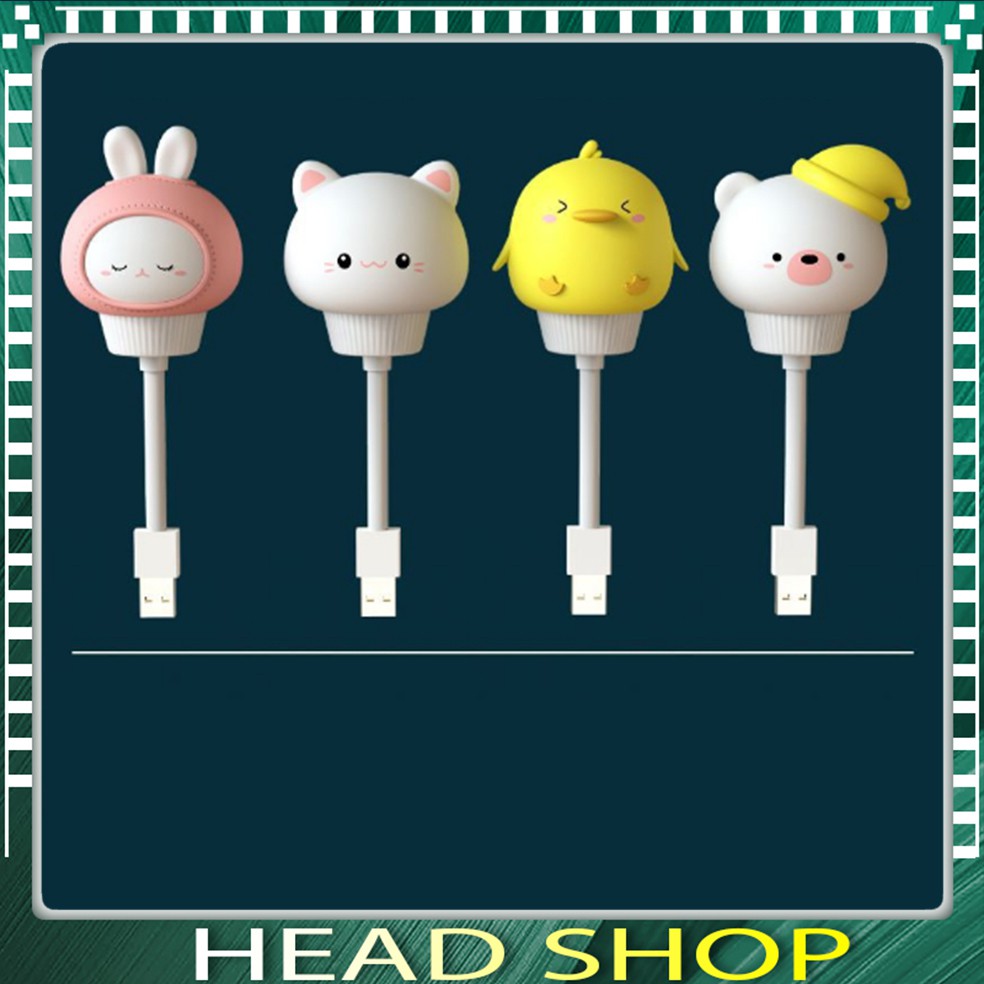 Đèn ngủ Hình Thú Dễ Thương V005 mini có điều khiển từ xa remote cổng usb hình thú Ánh Sáng Vàng HEADSHOP