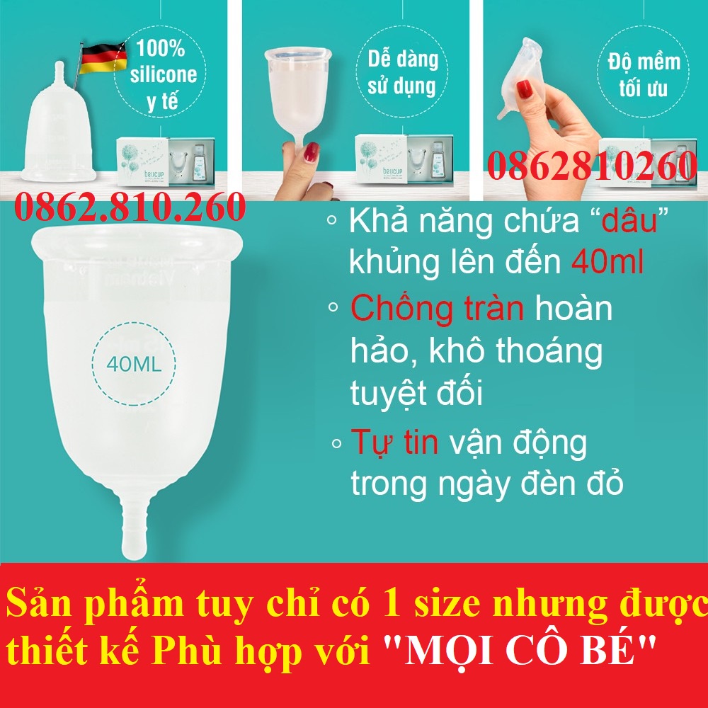 Cốc nguyệt san beucup silicon y tế wacker đức siêu mềm - ảnh sản phẩm 2