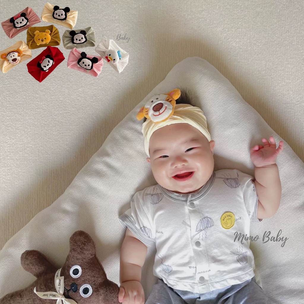 Băng đô thun bản to đính hình con vật ngộ nghĩnh cho bé BD65 Mimo Baby