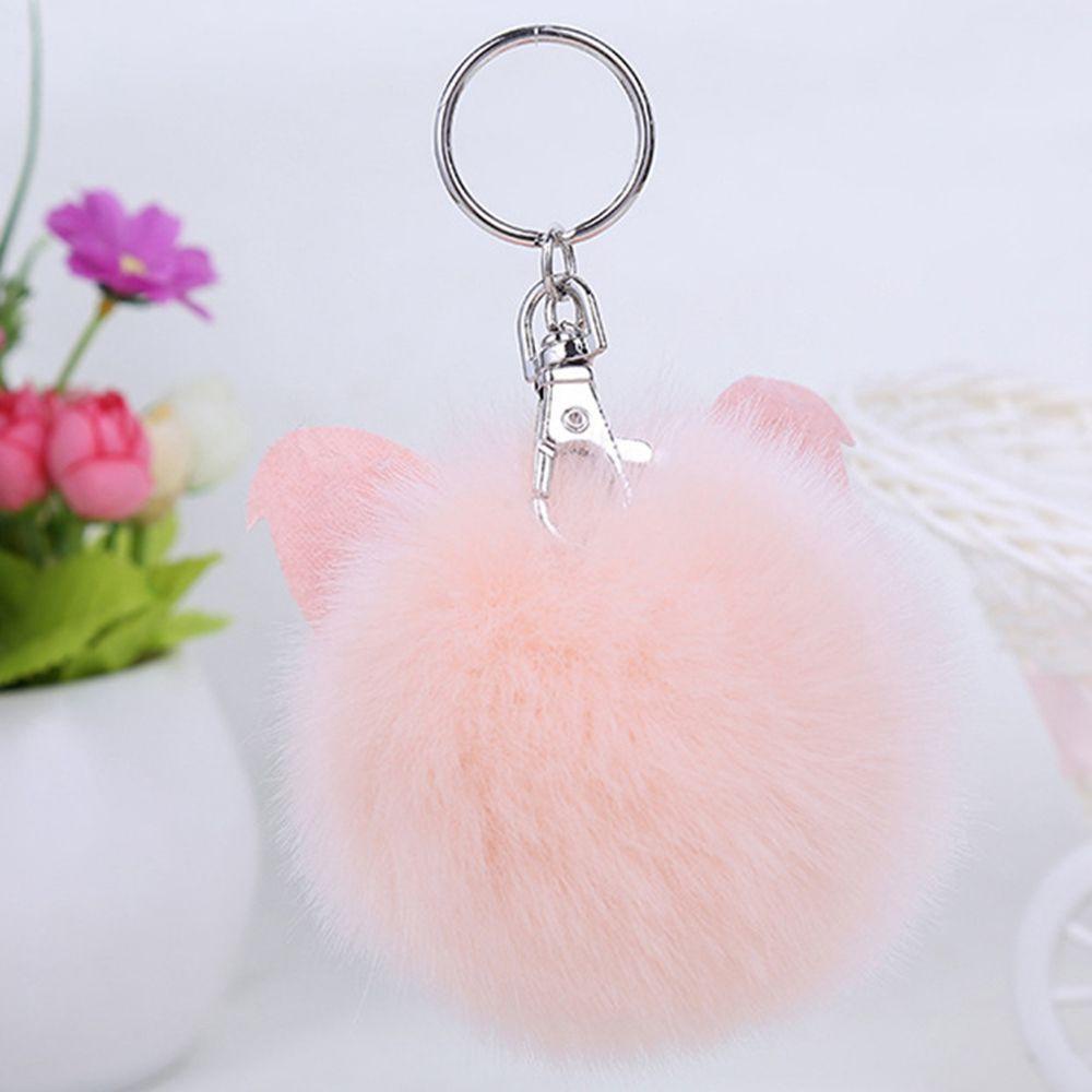 FORBETTER Key Chains Pig Rabbit Fur Ball Plush Chains Bag