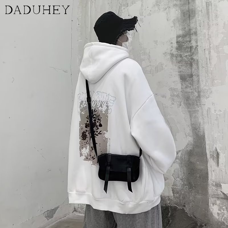 DaDuHey 2022 New Men's Autumn Ins Loose Hooded Sweater Hong Kong Style Trendy Brand Printed All-Matching Top