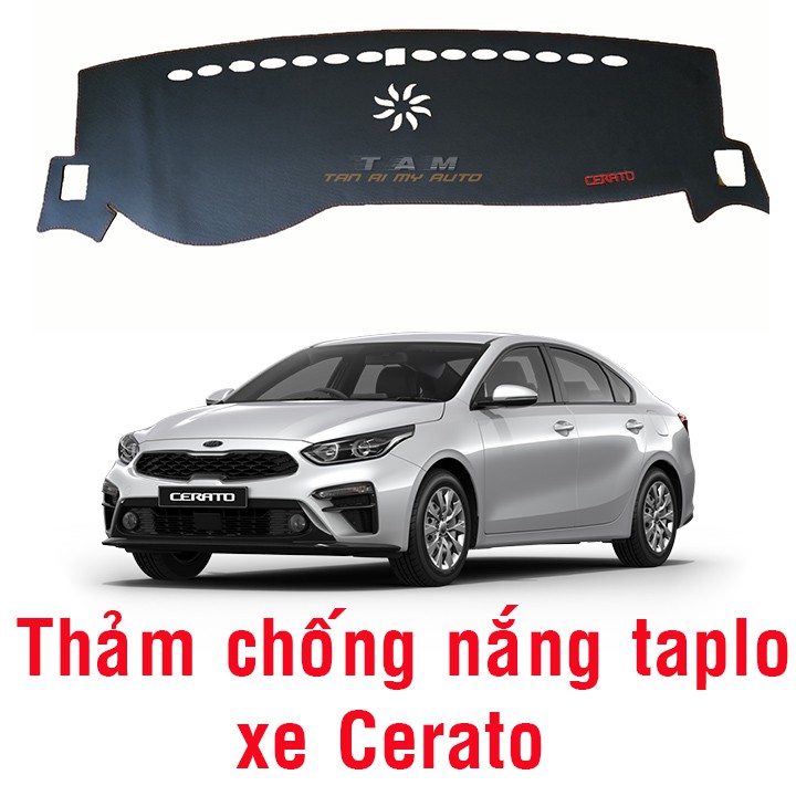 Thảm chống nắng taplo Cerato đời 2019, Thảm da vân cacbon