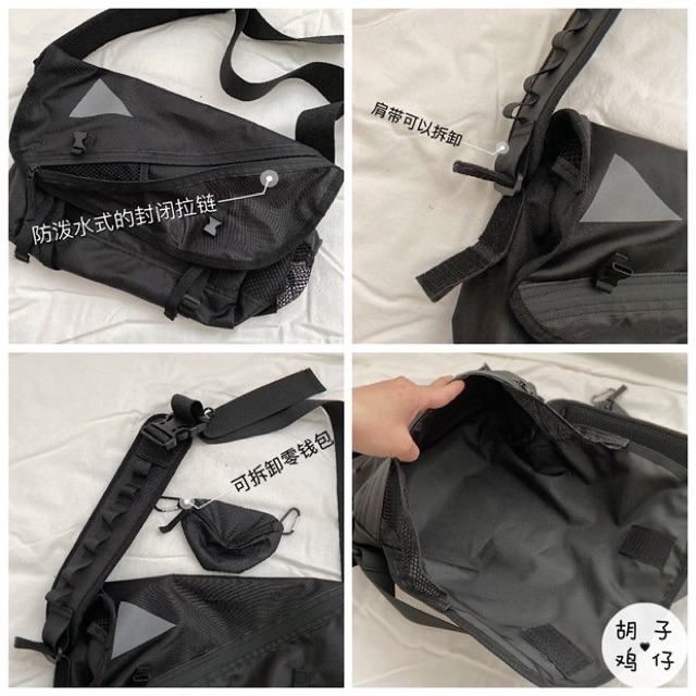 Túi đeo chéo chống thấm nước phản quang unisex (có sẵn, hình thật)