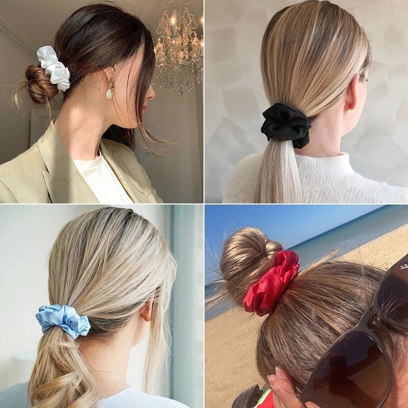 Dây Buộc Tóc Vải Satin Nhiều Màu Thời Trang Cho Nữ