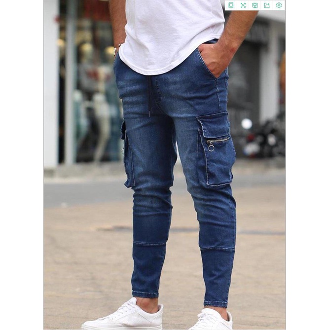 Quần Jeans Dài Dáng Ôm Thiết Kế Rách Cá Tính Thời Trang Cho Nam Giới