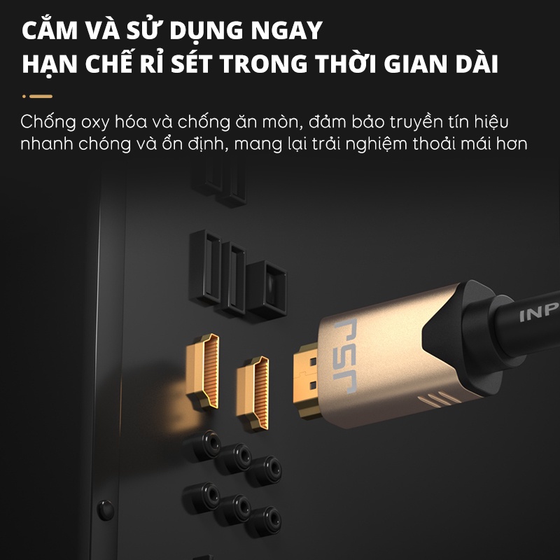 Dây cáp HDMI JSJ H413 dây tròn kết nối TV laptop máy chiếu cho hình ảnh sắc nét chất lượng cao hỗ trợ 4K 3D