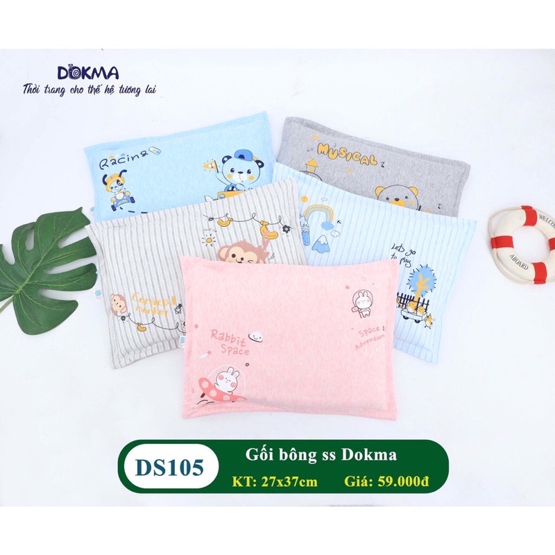 Gối bông Dokma vải cotton mềm mại cho bé kích thước 27x37cm