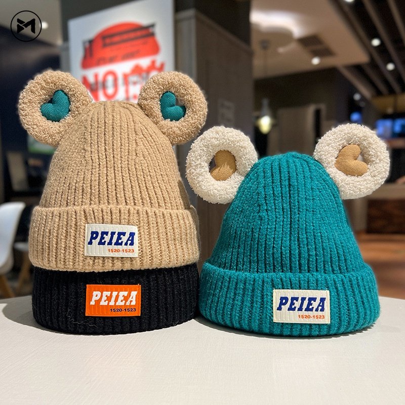 Mũ Len Dệt Kim Đính Tai Trái Tim Thời Trang Hàn Quốc Mới 2022