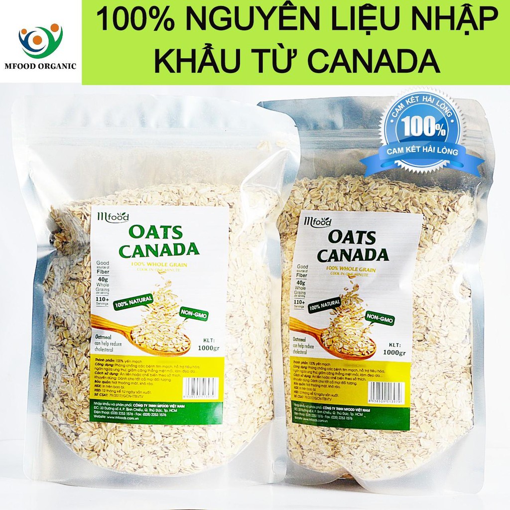 Yến Mạch Tươi Canada Oats ( nguyên hạt ) Túi 1kg