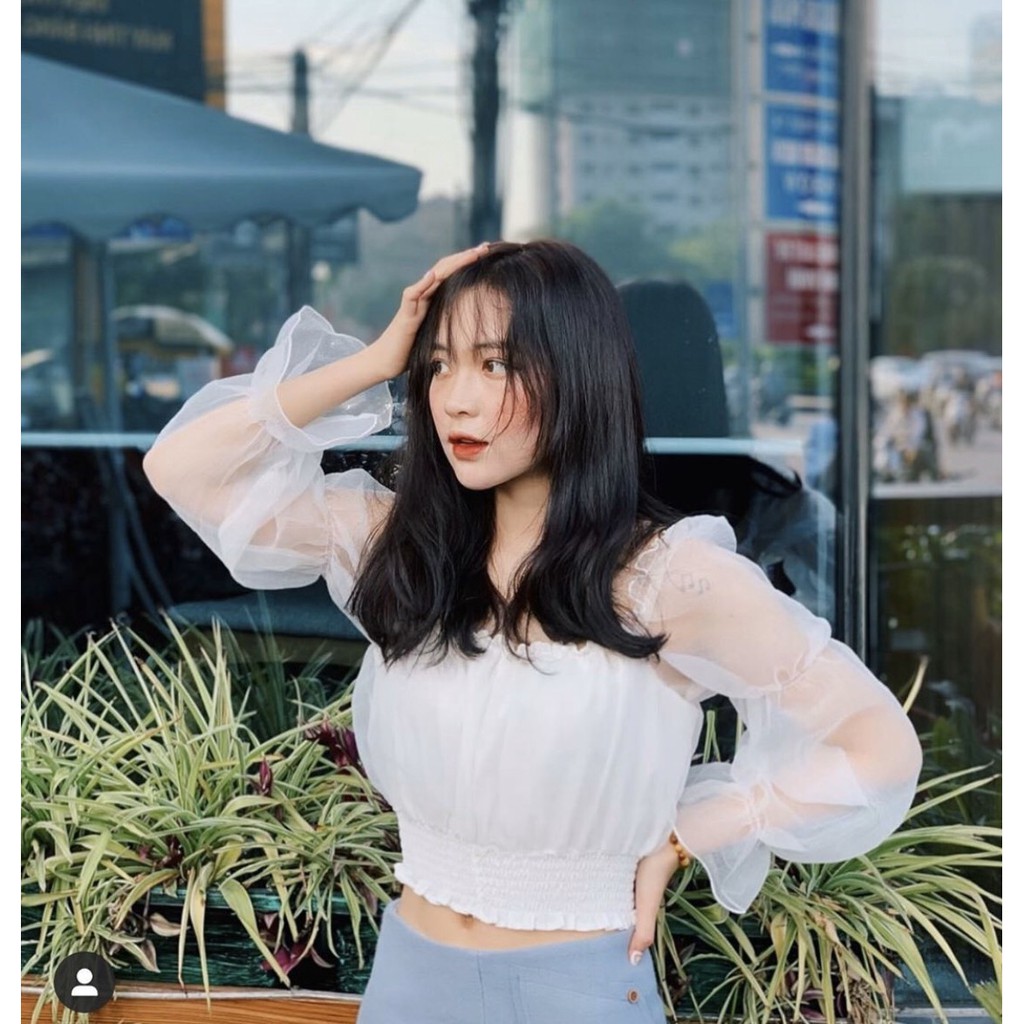 Áo kiểu tiểu thư tay voan kiếng xinh xắn dễ thương hot xinh