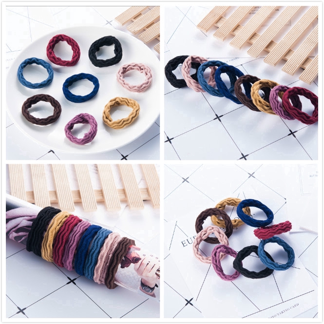 Set 5 dây buộc tóc co giãn màu trơn xinh xắn cho nữ