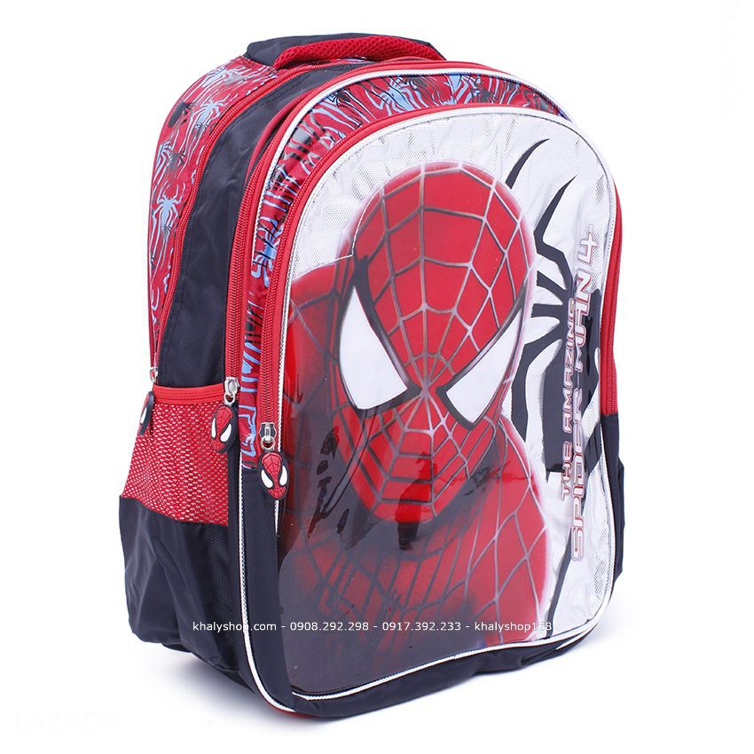 Balo trẻ em 14'' - 16'' hình người nhện Spiderman màu đen đỏ dành cho học sinh ,bé trai