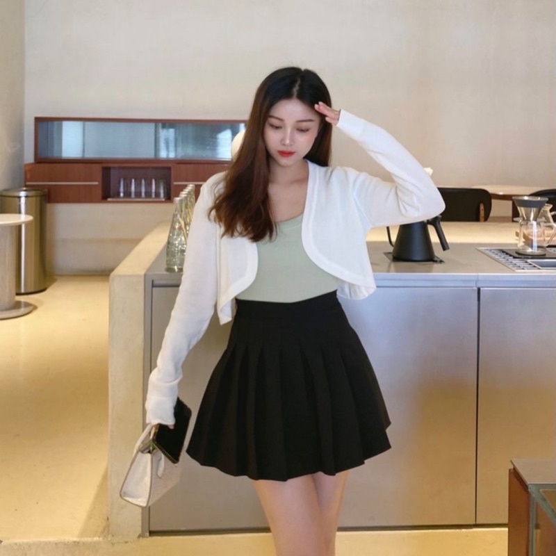 Áo khoác len mỏng cardigan trơn basic dáng ngắn