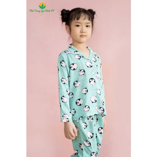 Bộ lanh pijama mặc nhà cho bé gái Việt Thắng, quần dài, áo dài tay - B70.2102