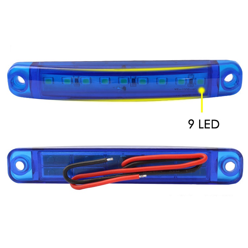 Đèn led Tín Hiệu 12-24v 9 Bóng Nhiều Màu Chống Nước Cho Xe Tải
