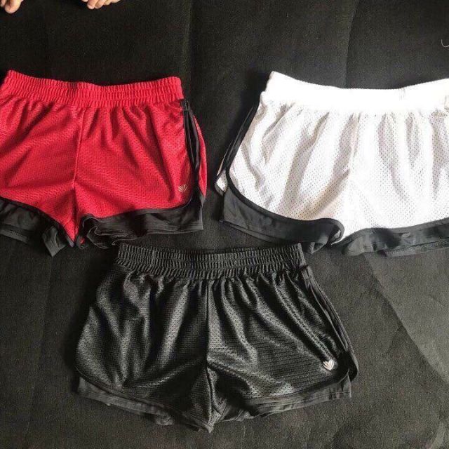 Quần đùi tập gym và yoga 2 lớp