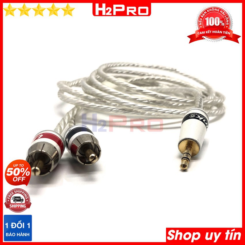Dây Av 1 Ra 2 Ultra Link Canada, Dây 1 Đầu 3.5 Ra 2 Đầu Av Rca Hoa Sen Cao Cấp Dài 2M, Lõi Bạc, Jack Mạ Vàng-H2Pro Tech
