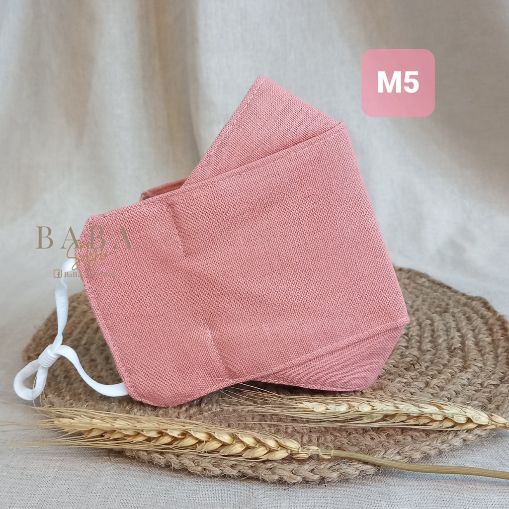 Combo 2 Khẩu Trang Mẹ &amp; Bé Vải Linen Cotton 3D 3 Lớp Đẹp Kháng Khuẩn Đủ Size Mịn Mát Có Nút Chỉnh Tặng Dây Đeo Tai Giả